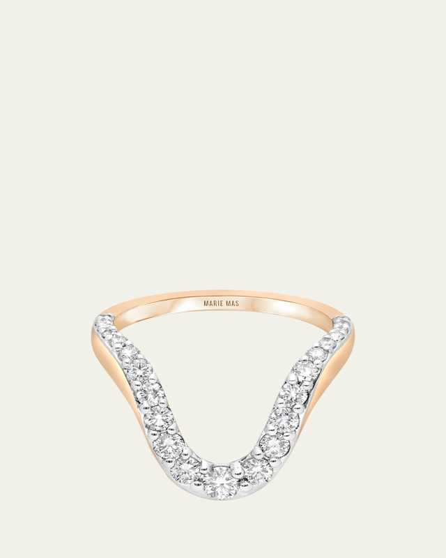 Grand Aura 18K Rose Gold Half Pavé Diamond Ring